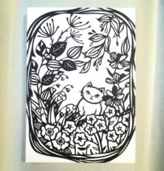 【切り絵】原画　A5サイズ　garden2のサムネイル