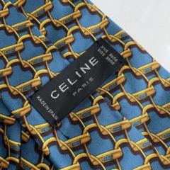 美品✨セリーヌ　CELINEネクタイ　金具　総柄　シルク100% スペイン製