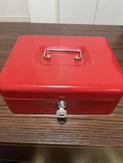 赤い金属製キャッシュボックス 6仕切り付き