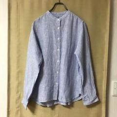 無印良品　ノーカラー　ストライプ　長袖シャツ　リネン　MUJIのサムネイル