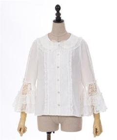 axes femme kawaii レーシー姫袖ブラウス 白