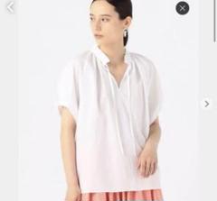 人気 ボールジィ プロセスコットンネックフリルブラウス 定価1.6万 洗える 新品【Ballsey】プロセスドコットン ネックフリルブラウス