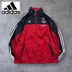 【187】adidasアディダスナイロントラックジャケット赤×黒 KID’SL