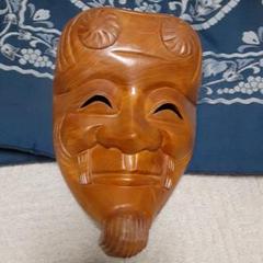♥古面　翁　木彫り　彫刻　お面　骨董品 木彫りお面翁 - メルカリ