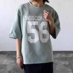 新品【refined works】 ナンバリングプリントTシャツ　ミント