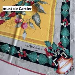 カルティエ　Cartier 花柄シルクスカーフ　　 イタリア製 Cartier - カルティエ Cartier スカーフ 宝石柄 ジュエリー柄