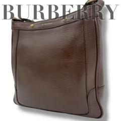 BURBERRY バーバリー レザーショルダーバッグ ロゴ型押し ブラウン