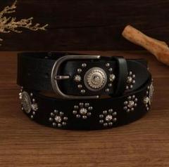 スタッズベルト　ウエスタンベルト　ロック　フラワー　コンチョ　グランジ　y2k