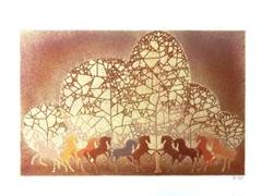 絵画 リトグラフ R.SOJA アル・ソージャ「馬」ARCHES アルシュ