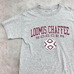 チャンピオン　LOOMIS CHAFFEE　ロゴTシャツ　古着　グレー　S