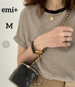 7−5【エミプラス】emi+配色ボーダーカットソー　ロールアップ袖折り返し