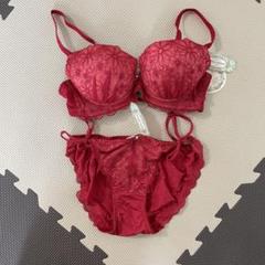 WACOAL ラゼボルドー赤ワインレッドブラジャーショーツセットC70