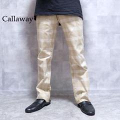Callaway ベージュ チェックデザイン ノータック スラックスパンツ