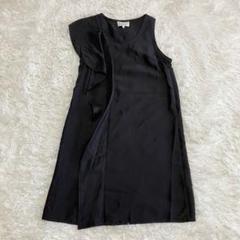 【美品】フィリップリム　ブラックワンピース　シルク混　膝下　地模様　Mサイズ 美品】フィリップリムブラックワンピースシルク混膝下地模様Mサイズ
