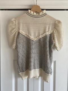 新品☆ZARA ザラ パフスリーブニットセーター トップス m エクリュ ZARA ハイネック パフスリーブニット ライトブルー M - メルカリ