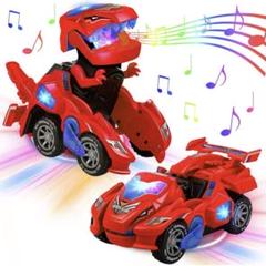 恐竜 変形ロボット 車 おもちゃ 変形 変身 LED 光音付き