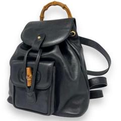 【美品】GUCCI ミニリュック バンブー 竹 ブラック 巾着 オールドグッチ