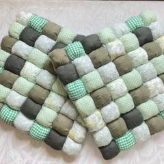 パフキルト 緑系 ハンドメイド