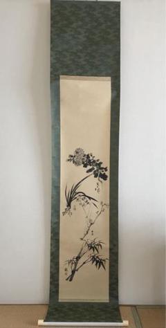 海山指頭作「梅」　掛け軸 真作】指頭海山/月梅画賛/梅図/梅花図/花鳥図/掛軸☆宝船☆AD
