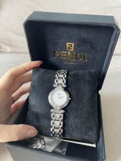 稼働 FENDI 腕時計 750L ズッカ 新品電池 レディース 外箱付 e フェンディ FENDI 腕時計 ステンレススチール 750L レディース