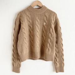 POLO RALPHLAUREN　クルーネック　カシミヤケーブルニット　キャメル