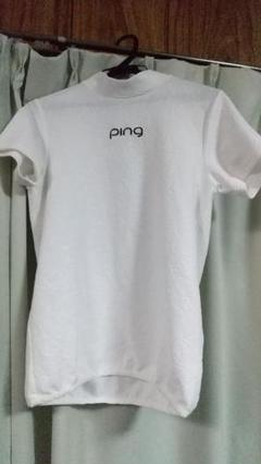 PING ピン 2024年モデル ハイネック 半袖Tシャツ 星 総柄 ホワイト