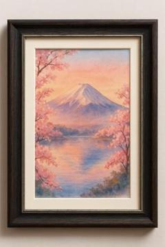 朝霧の停泊 水彩スクエア額装アート」