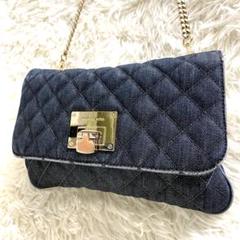 マイケルコース ショルダー クラッチ 2way チェーン デニム ゴールド金具