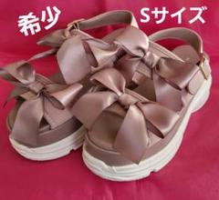 最大10%OFFクーポン 即完売 Sサイズ厚底リボンサンダルしまむらHudson honey くすみ 靴