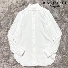 リングジャケットナポリ　鹿の子　ワイドカラー ドレスシャツ　M相当　極美品