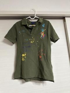 ポロラルフローレン 半袖 デニムポロシャツ ヴィンテージ加工 ペイント 極美品 レア】ポロ ラルフローレン ヴィンテージ 加工 インディゴ 刺繍