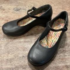 美品！カンペール ストラップ ウェッジ パンプス 黒 レザー 36