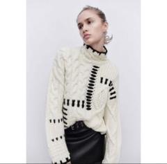 ZARA ☆新品 サイズS コントラストトップステッチ ニットセーター