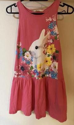 H&M ピンク ウサギ 花柄 ノースリーブワンピース