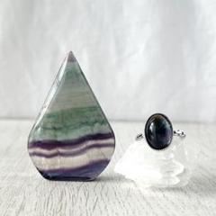 ＊フローライト＊フレイムとリングのセット*＊水晶原石付き＊*