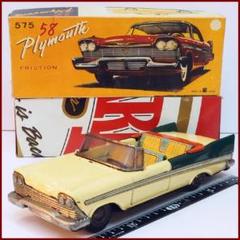 萬代屋【50s プリムス フューリー コンバーチブル白】ブリキtin【箱コピー】 萬代屋【50s プリムス フューリー コンバーチブル白】ブリキtin