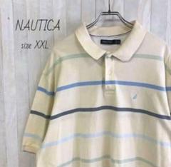 NAUTICA☆ノーティカ　刺繍ロゴ　半袖ポロシャツ　ボーダー　古着
