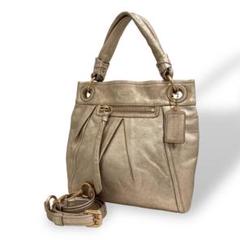 美品 COACH コーチ 2WAY ハンドバッグ ショルダーバッグ メタリック