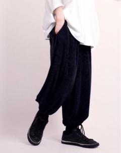 はらぺこ商店　レイヤードパンツ【harapeco】 Center Press Wide-Pants(23ver.)-ブラック | harapeco