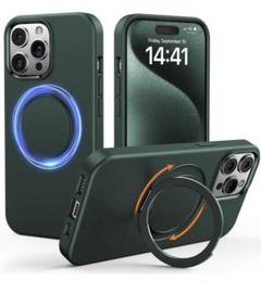 iPhone 15 Pro ケース【360°回転スタンド·MagSafe対応】