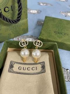 美品✨GUCCI ピアスクリスタルマーモントGG ゴールド保存袋付き