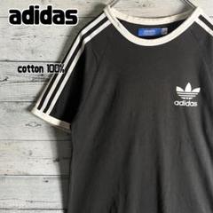 【人気】希少　アディダス　リンガーTシャツ　トレフォイル　黒　メンズM