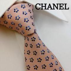 ★美品★ シャネル 高級シルクネクタイ 総柄 ココマーク オールドローズ