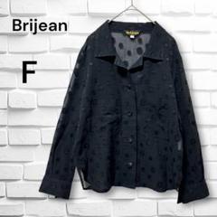 Brijean◆ドット柄シアーシャツ　ブラウス(F)ブラック　水玉　シースルー