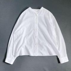 マーガレットハウエル ワイドバンドカラーシャツ ホワイト コットン Ⅲ マーガレットハウエル ワイドバンドカラーシャツ ホワイト