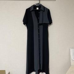 HARE プリーツキリカエワンピース ブラック×グレー バイカラー