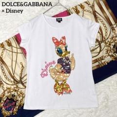 希少✨D&G ディズニー デイジー 半袖Tシャツ スパンコール ホワイト 刺繍 希少✨D&G ディズニー デイジー 半袖Tシャツ スパンコール