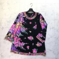 近年美品 LEONARD レオナール カンカン 花柄 チュニック