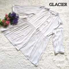 【新品】GLACIERグラシア【プリーツ】【7部袖】ホワイトチュニックL