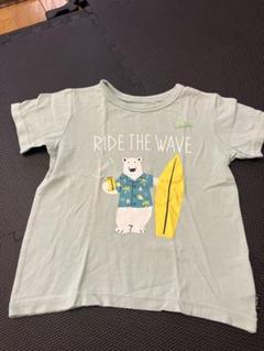 クマのイラスト Tシャツ ミントグリーン